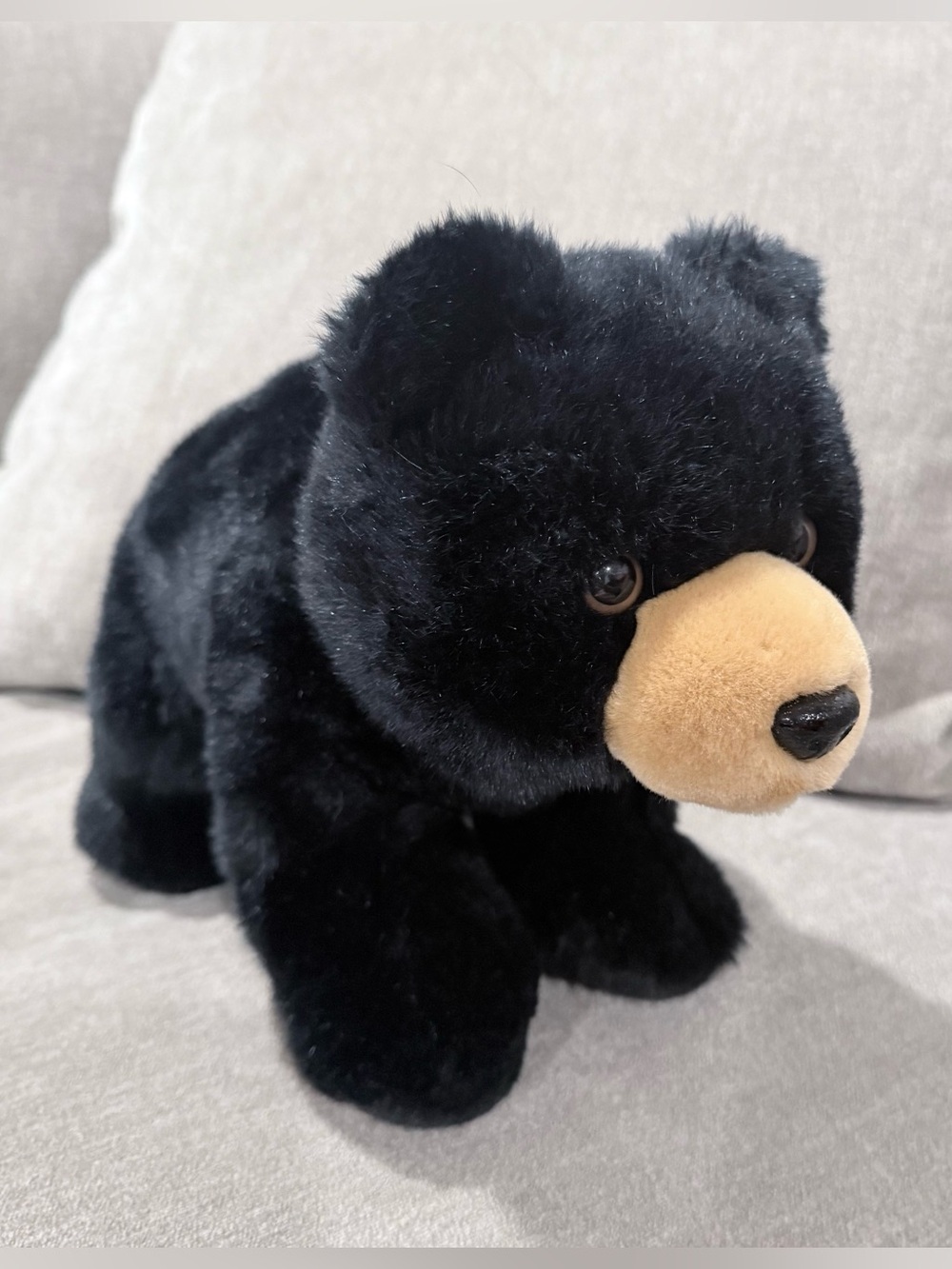 Aurora Miyoni Black Bear Cub Plush Realistic Stuffed Animal Tan Snout